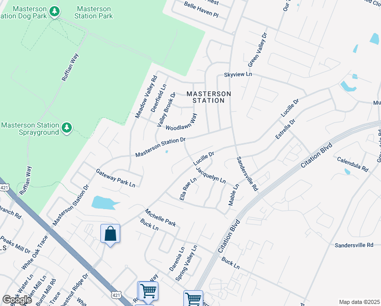 map of restaurants, bars, coffee shops, grocery stores, and more near 405 Lucille Drive in Lexington