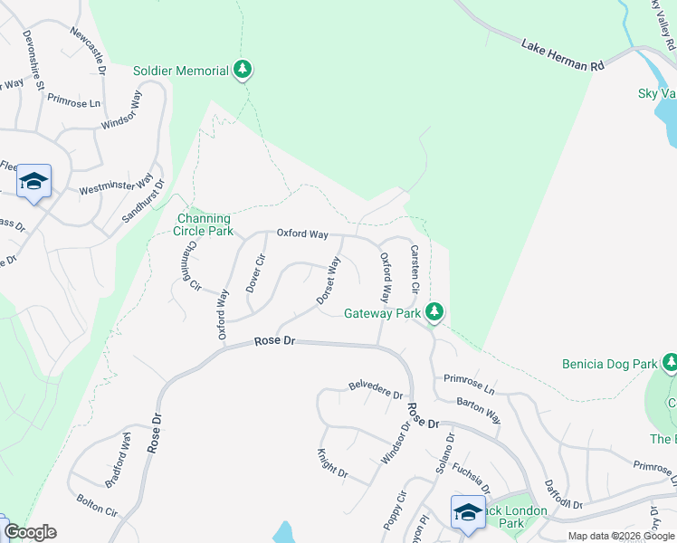 map of restaurants, bars, coffee shops, grocery stores, and more near 838 Dorset Way in Benicia