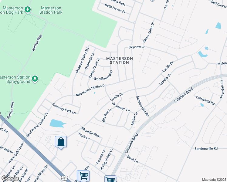 map of restaurants, bars, coffee shops, grocery stores, and more near 2781 Jacquelyn Lane in Lexington