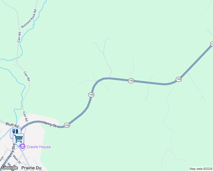 map of restaurants, bars, coffee shops, grocery stores, and more near 2980 State Route 155 in Prairie du Rocher