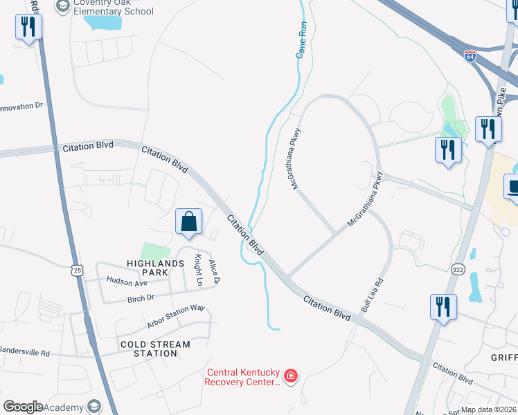 map of restaurants, bars, coffee shops, grocery stores, and more near in Lexington