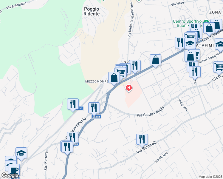 map of restaurants, bars, coffee shops, grocery stores, and more near Cortile Tumminia in Palermo
