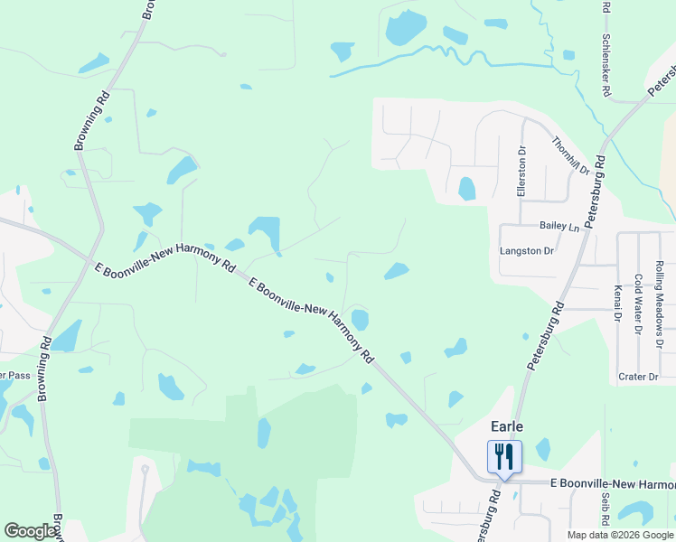 map of restaurants, bars, coffee shops, grocery stores, and more near 12624 Bataan Lane in Evansville