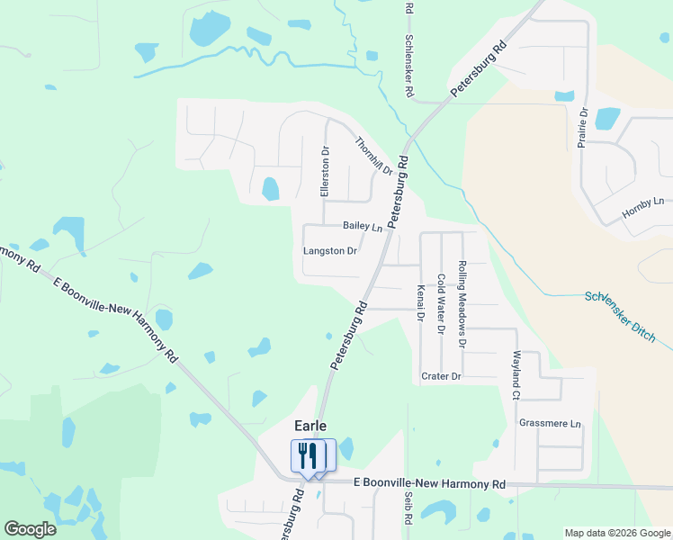 map of restaurants, bars, coffee shops, grocery stores, and more near 2842 Charlestown Court in Evansville
