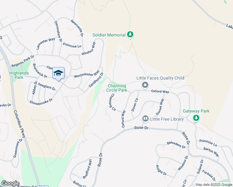 map of restaurants, bars, coffee shops, grocery stores, and more near 850 Channing Circle in Benicia