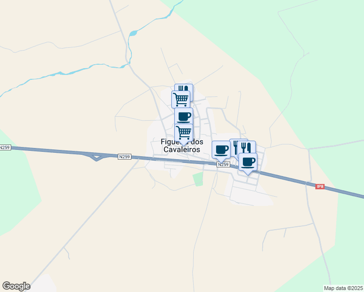 map of restaurants, bars, coffee shops, grocery stores, and more near in Figueira dos Cavaleiros