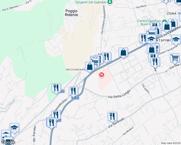 map of restaurants, bars, coffee shops, grocery stores, and more near Cortile Tumminia in Palermo