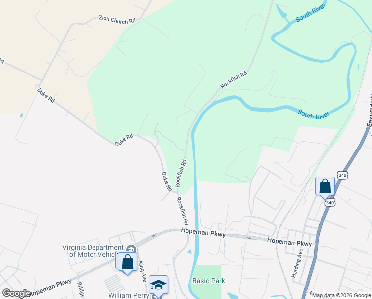 map of restaurants, bars, coffee shops, grocery stores, and more near 180 Rockfish Road in Waynesboro