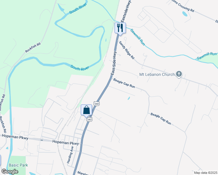 map of restaurants, bars, coffee shops, grocery stores, and more near 13 Mike Mountain Lane in Waynesboro