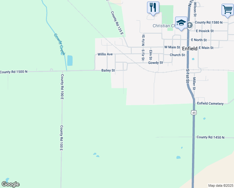 map of restaurants, bars, coffee shops, grocery stores, and more near 619 Hickory Street in Enfield
