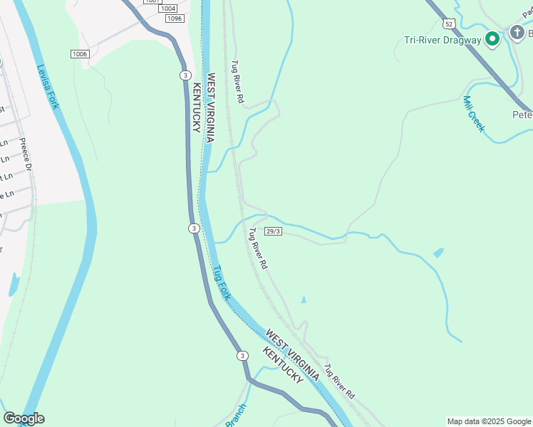 map of restaurants, bars, coffee shops, grocery stores, and more near Tug River Road in Fort Gay