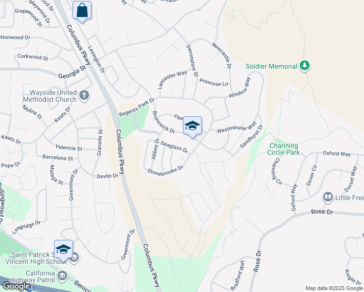 map of restaurants, bars, coffee shops, grocery stores, and more near 459 Brunswick Drive in Vallejo