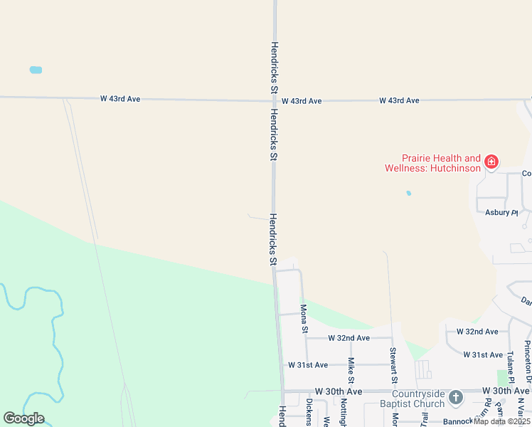 map of restaurants, bars, coffee shops, grocery stores, and more near 3509 Hendricks Street in Hutchinson