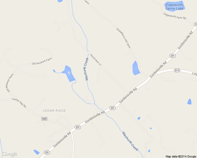 map of restaurants, bars, coffee shops, grocery stores, and more near 6575 Rockview Lane in Gordonsville