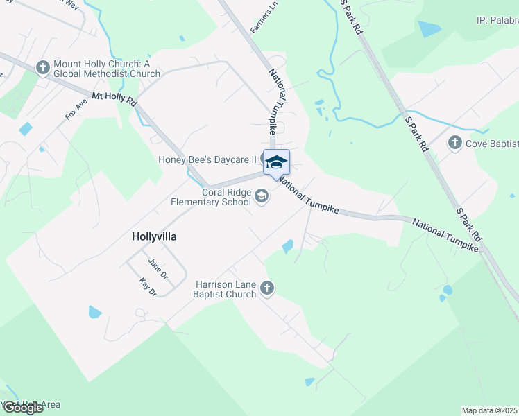 map of restaurants, bars, coffee shops, grocery stores, and more near 10608 National Turnpike in Hollyvilla