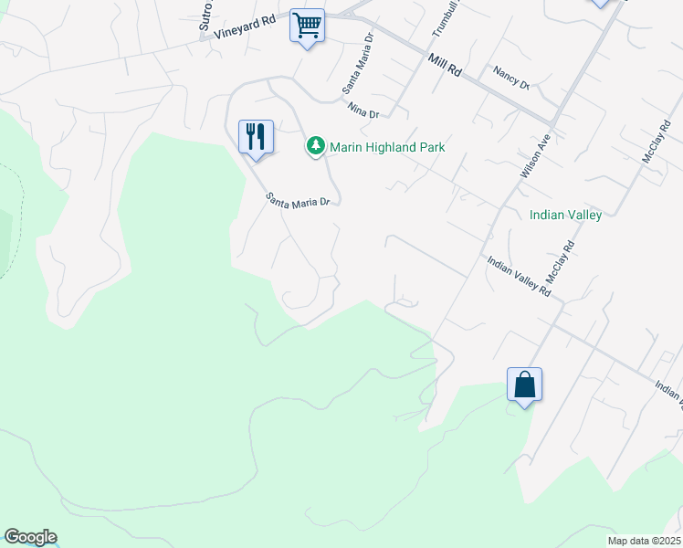 map of restaurants, bars, coffee shops, grocery stores, and more near 120 Cabro Court in Novato
