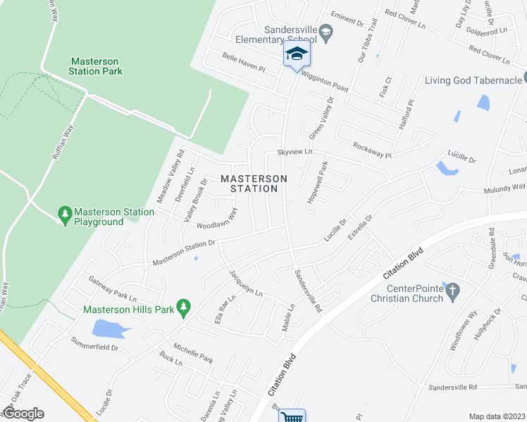 map of restaurants, bars, coffee shops, grocery stores, and more near 417 Skyview Lane in Lexington