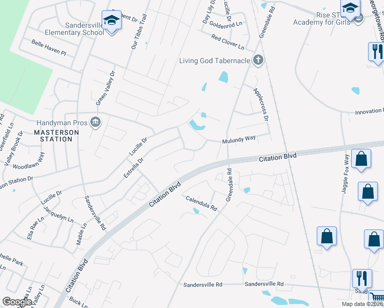 map of restaurants, bars, coffee shops, grocery stores, and more near 716 Cielo Vista Way in Lexington