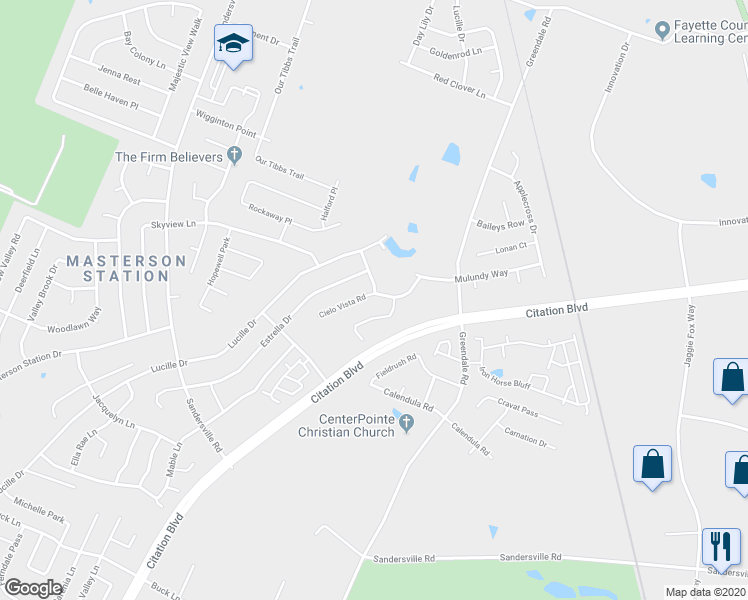 map of restaurants, bars, coffee shops, grocery stores, and more near 696 Cielo Vista Way in Lexington
