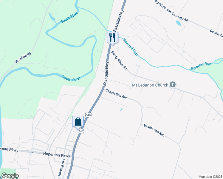 map of restaurants, bars, coffee shops, grocery stores, and more near 26 Beagle Gap Run in Waynesboro
