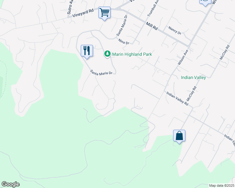 map of restaurants, bars, coffee shops, grocery stores, and more near 120 Cabro Court in Novato
