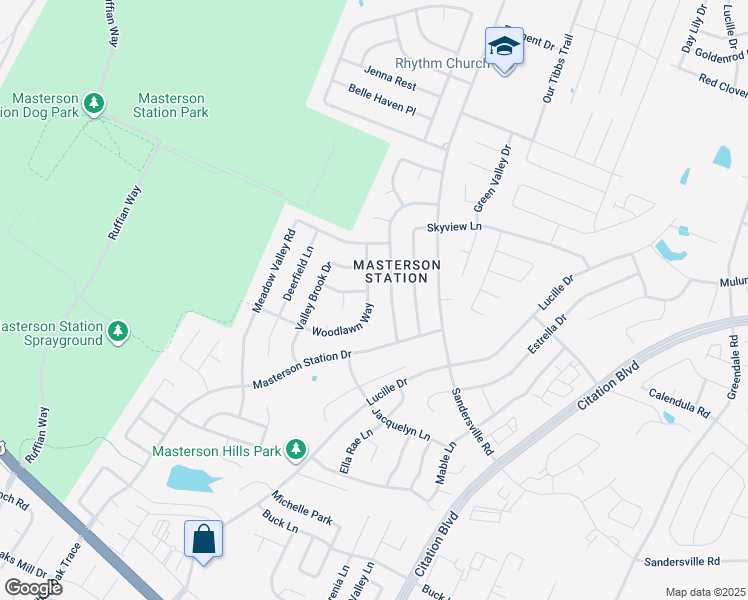 map of restaurants, bars, coffee shops, grocery stores, and more near 2700 Woodlawn Way in Lexington