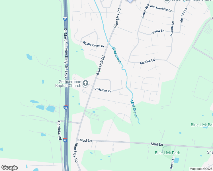 map of restaurants, bars, coffee shops, grocery stores, and more near 4113 Blue Lick Court in Louisville