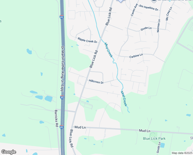 map of restaurants, bars, coffee shops, grocery stores, and more near 4113 Blue Lick Court in Louisville