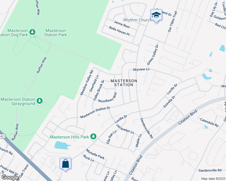 map of restaurants, bars, coffee shops, grocery stores, and more near 2700 Woodlawn Way in Lexington