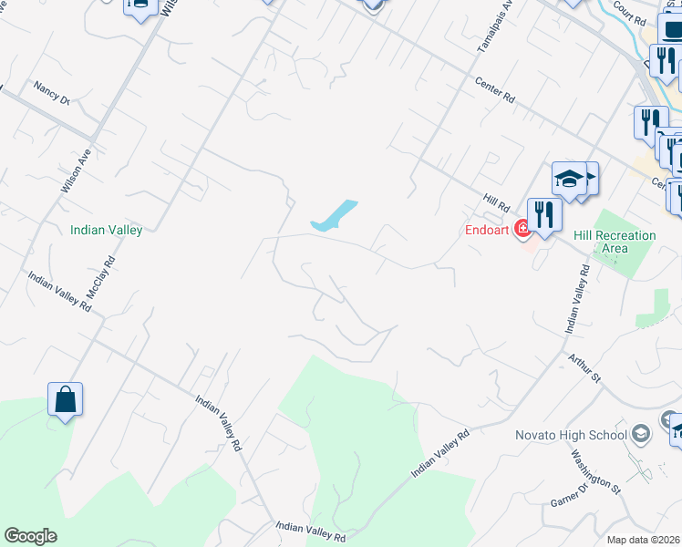 map of restaurants, bars, coffee shops, grocery stores, and more near 2 Farvue Road in Novato