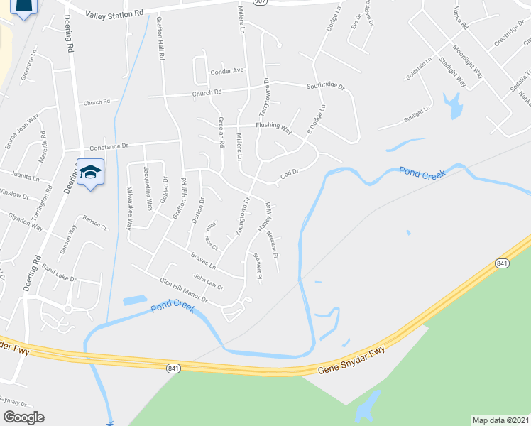 map of restaurants, bars, coffee shops, grocery stores, and more near 4506 Haney Way in Louisville