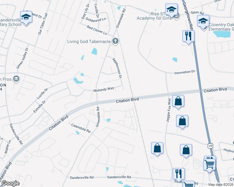 map of restaurants, bars, coffee shops, grocery stores, and more near 900 Killean Court in Lexington