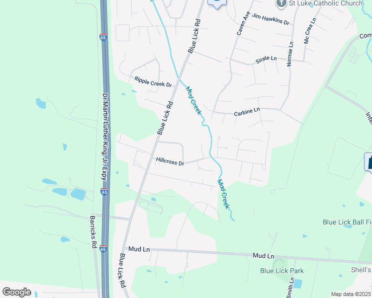 map of restaurants, bars, coffee shops, grocery stores, and more near 10511 Hillpark Drive in Louisville