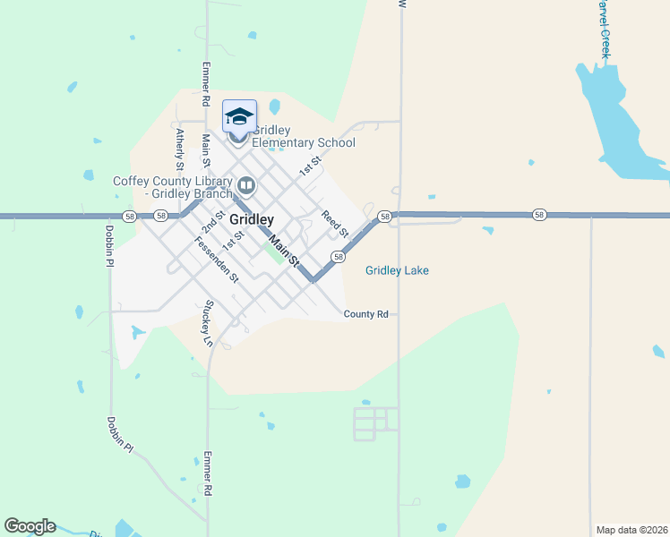 map of restaurants, bars, coffee shops, grocery stores, and more near South Street in Gridley