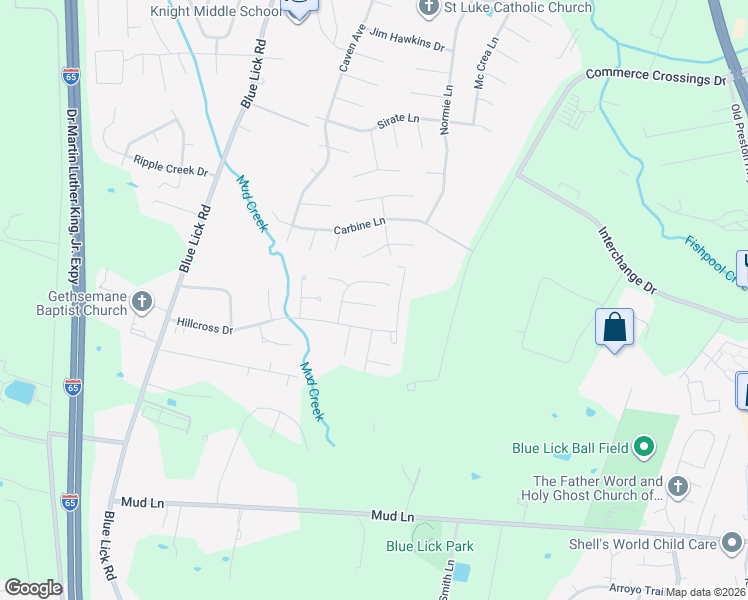 map of restaurants, bars, coffee shops, grocery stores, and more near in Louisville