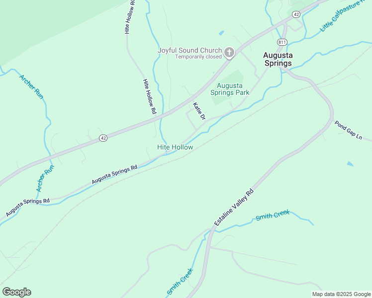map of restaurants, bars, coffee shops, grocery stores, and more near 316 Augusta Springs Road in Craigsville