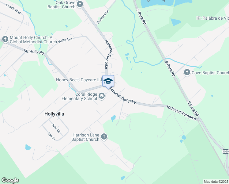 map of restaurants, bars, coffee shops, grocery stores, and more near 10608 National Turnpike in Hollyvilla