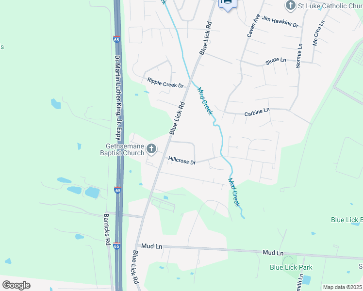 map of restaurants, bars, coffee shops, grocery stores, and more near 4113 Blue Lick Court in Louisville