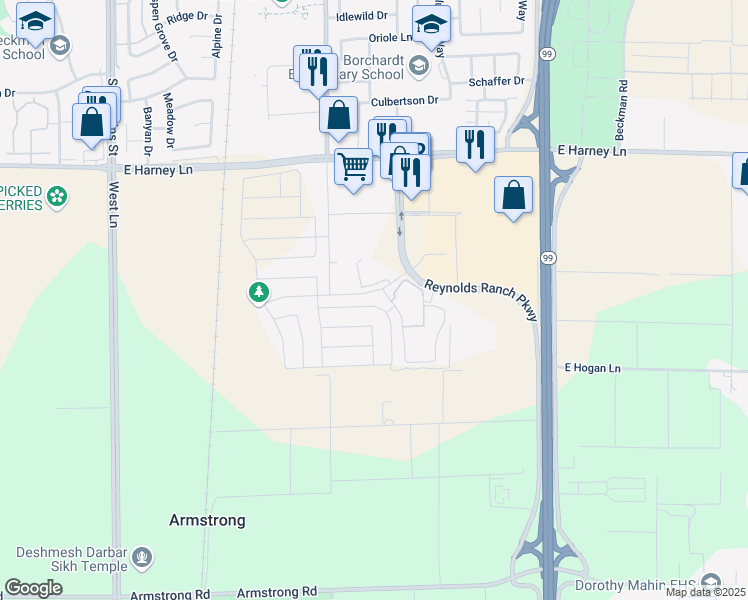map of restaurants, bars, coffee shops, grocery stores, and more near 273 Isabella Drive in Lodi