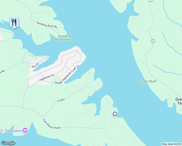map of restaurants, bars, coffee shops, grocery stores, and more near 598 Erdmann Road in Camdenton
