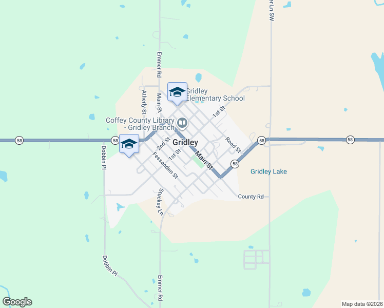map of restaurants, bars, coffee shops, grocery stores, and more near 403 Main Street in Gridley