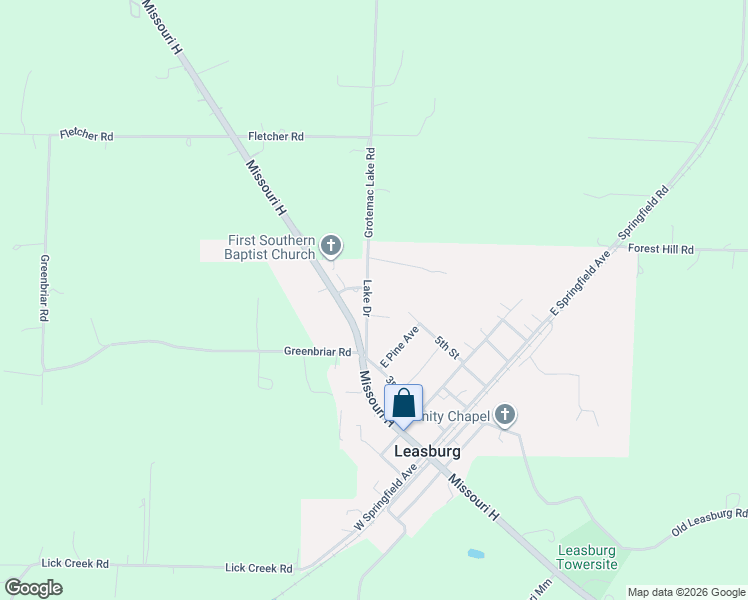 map of restaurants, bars, coffee shops, grocery stores, and more near 571 Lake Drive in Leasburg