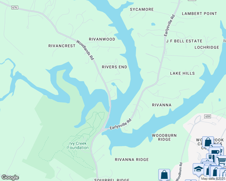 map of restaurants, bars, coffee shops, grocery stores, and more near 254-276 Woodlands Road in Charlottesville