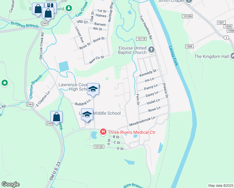 map of restaurants, bars, coffee shops, grocery stores, and more near 1405 Cs-2178 in Louisa