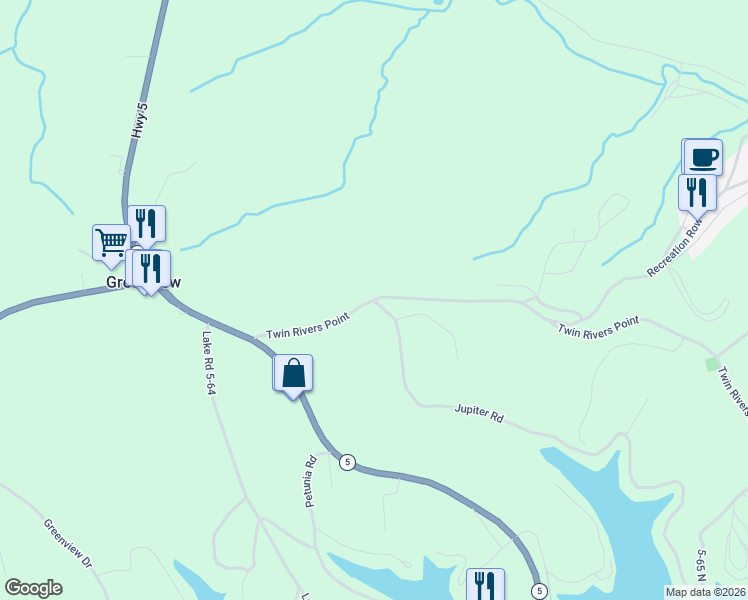 map of restaurants, bars, coffee shops, grocery stores, and more near 600 Twin Rivers Point in Camdenton