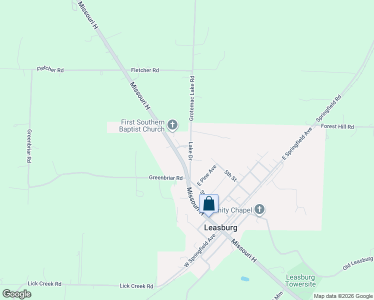 map of restaurants, bars, coffee shops, grocery stores, and more near 571 Lake Drive in Leasburg