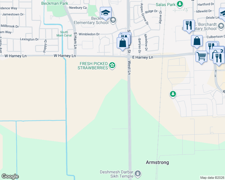 map of restaurants, bars, coffee shops, grocery stores, and more near 13101 North West Lane in Lodi