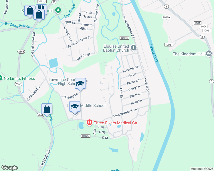 map of restaurants, bars, coffee shops, grocery stores, and more near 1405 Cs-2178 in Louisa