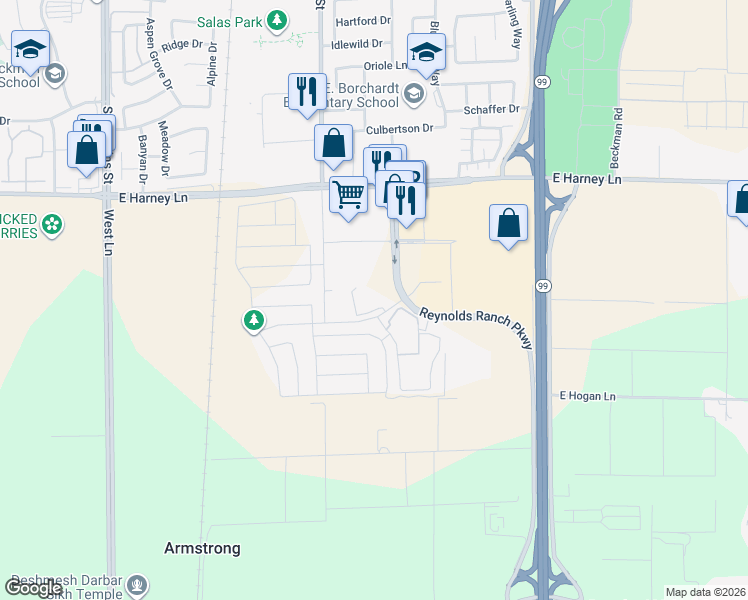 map of restaurants, bars, coffee shops, grocery stores, and more near 2905 Reynolds Ranch Parkway in Lodi