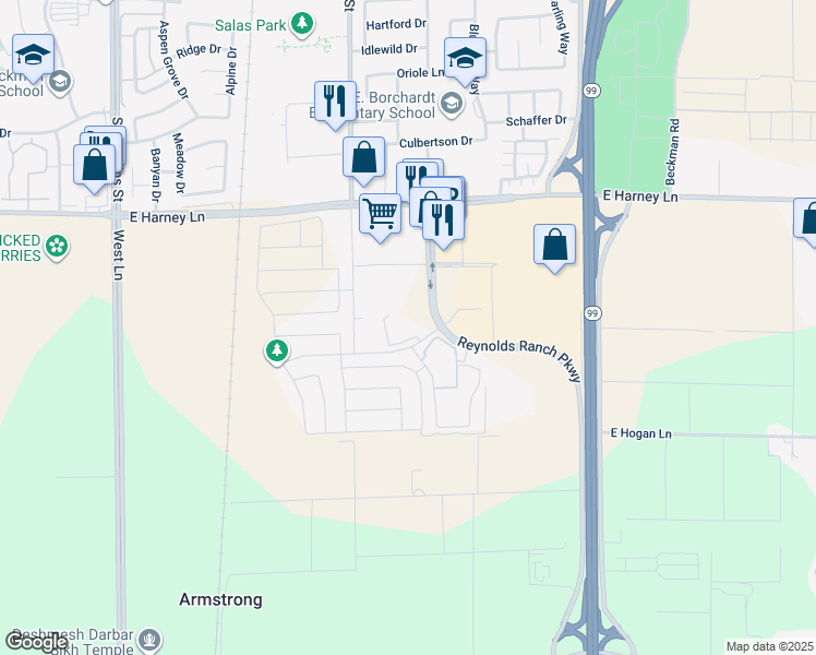 map of restaurants, bars, coffee shops, grocery stores, and more near 273 Isabella Drive in Lodi